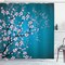 Ambesonne Japanese Decorative Shower Curtain for Bathroom & Guestroom Spring Season Culture Sakura Bloom Design Marine Toned Ombre Background Cloth Fabric Essential Accessories 69" W x 70" L Blue Pink